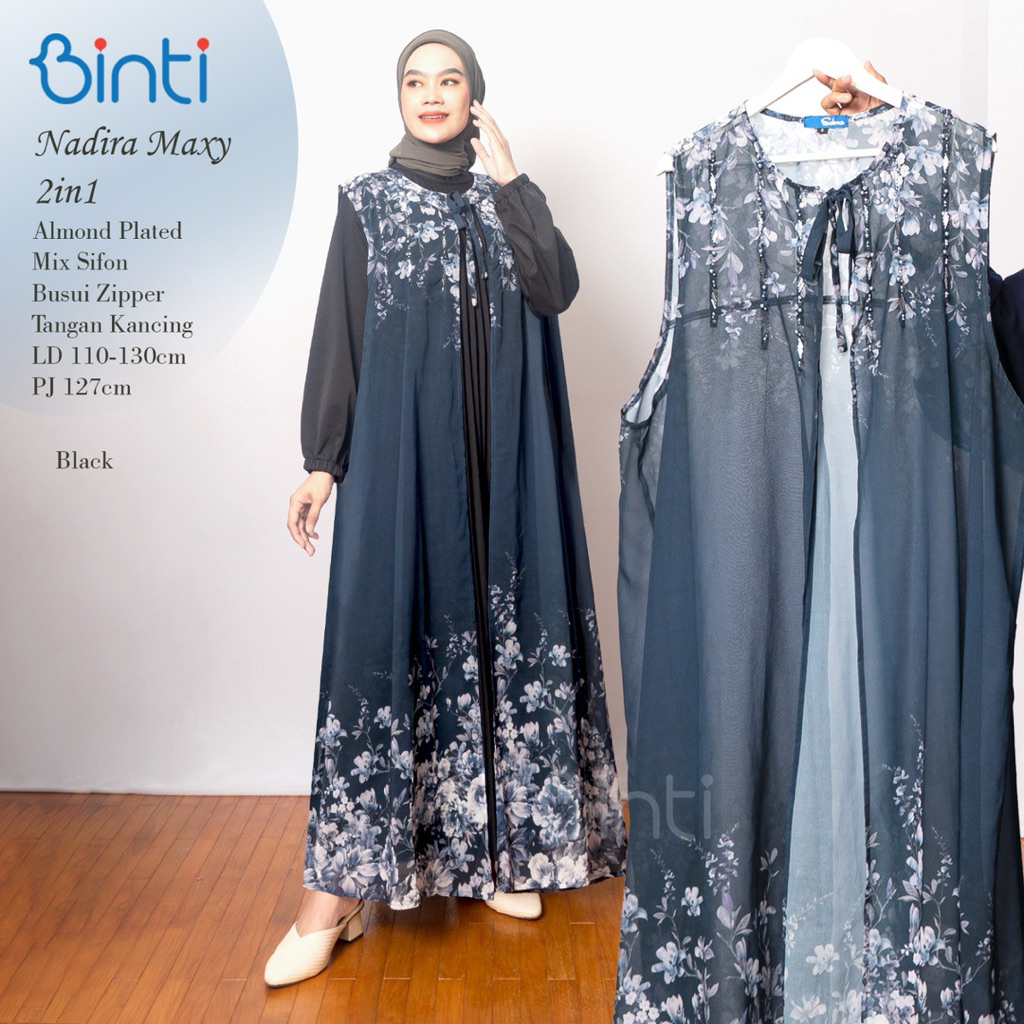 NADIRA MAXY 2 IN 1 BINTI / GAMIS JUMBO BIGSIZE / LD UP TO 130 GAMIS OUTER BUSUI