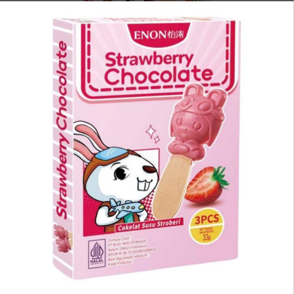

Enon Cokelat Susu Bentuk Kelinci Rasa Stroberi 33 g