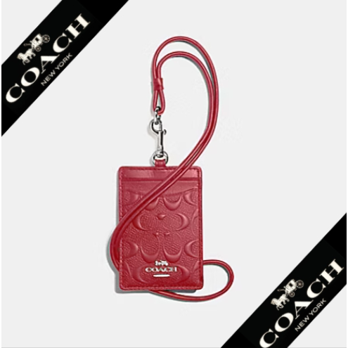 

Lanyard ID Card case in signature Embossed red gantungan kartu identitas original cb