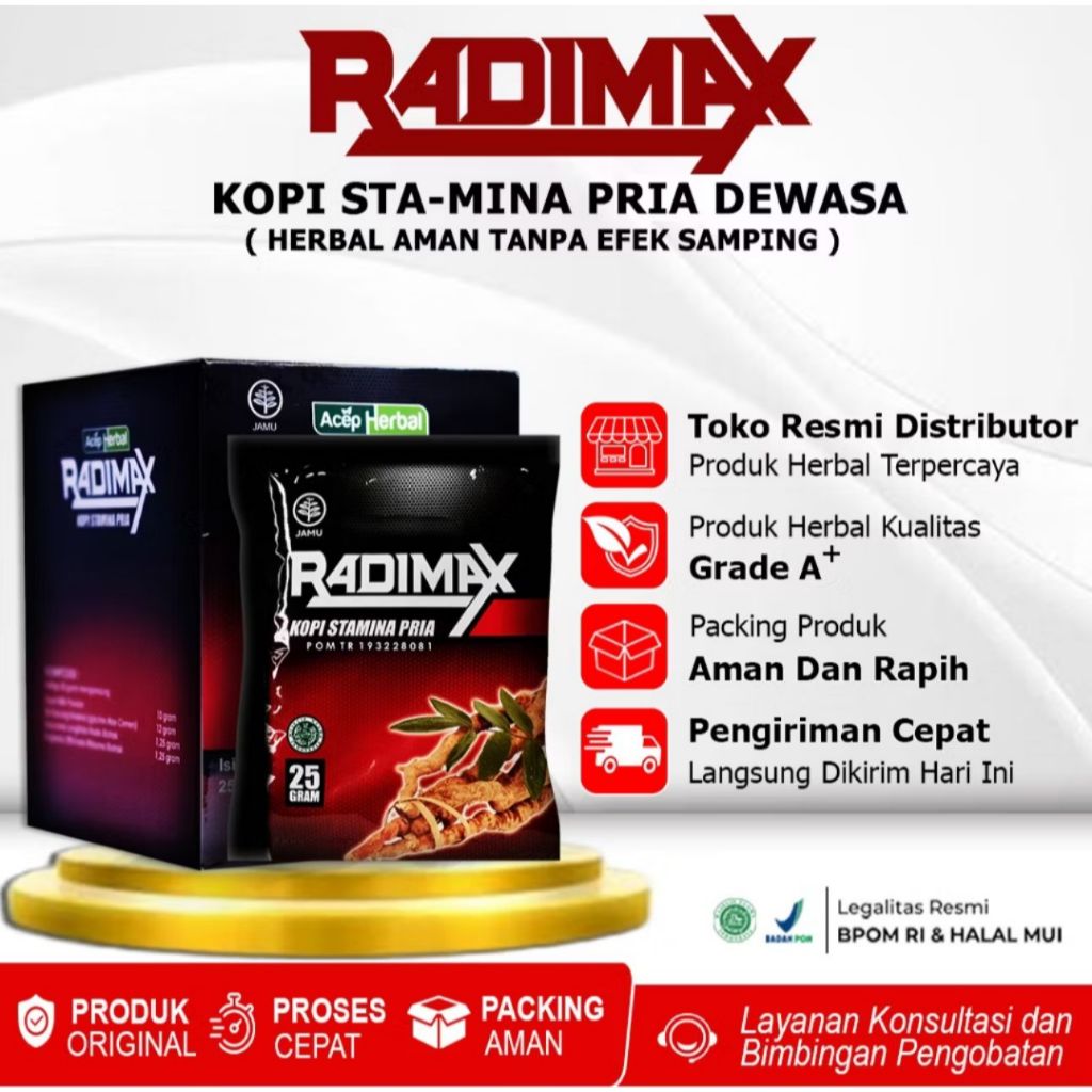 

Radimax Kopi Sachet Herbal Alami Original BPOM Bisa COD