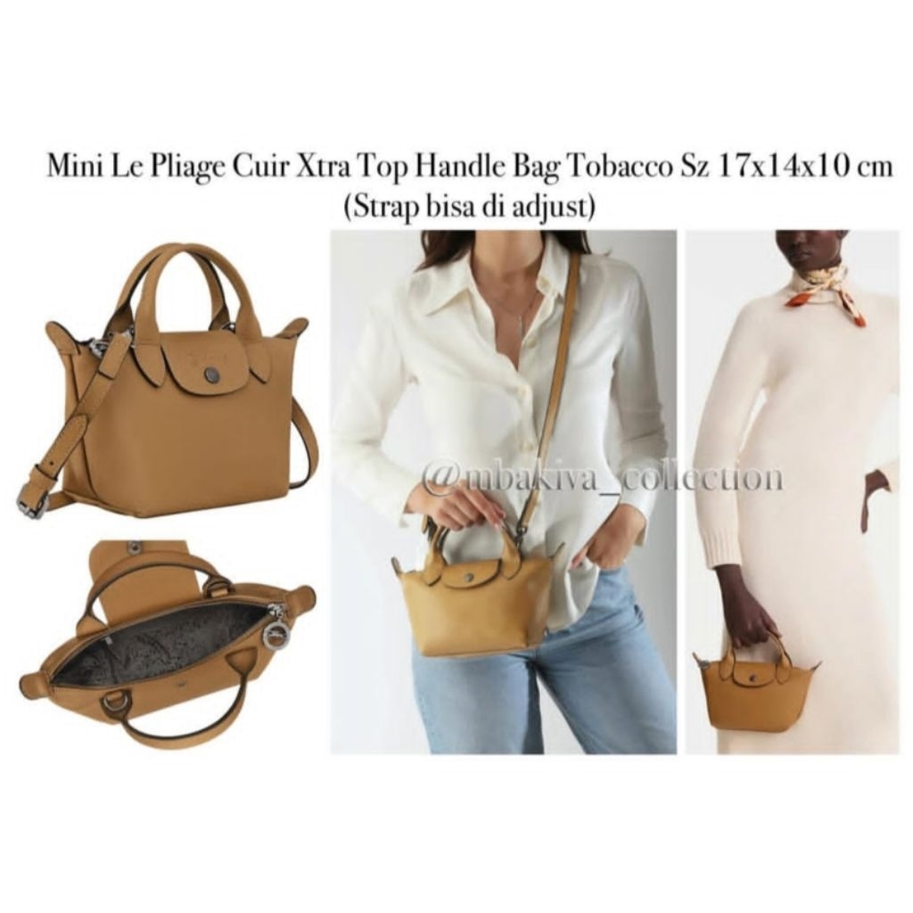Mini Le Pliage Cuir Xtra Top Handle Bag Brown