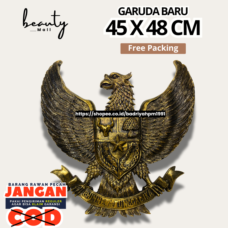 Hiasan Pajangan Patung Lambang Burung Garuda Pancasila 45X48 PREMIUM Indonesia 3D Tempel Gantung Dek