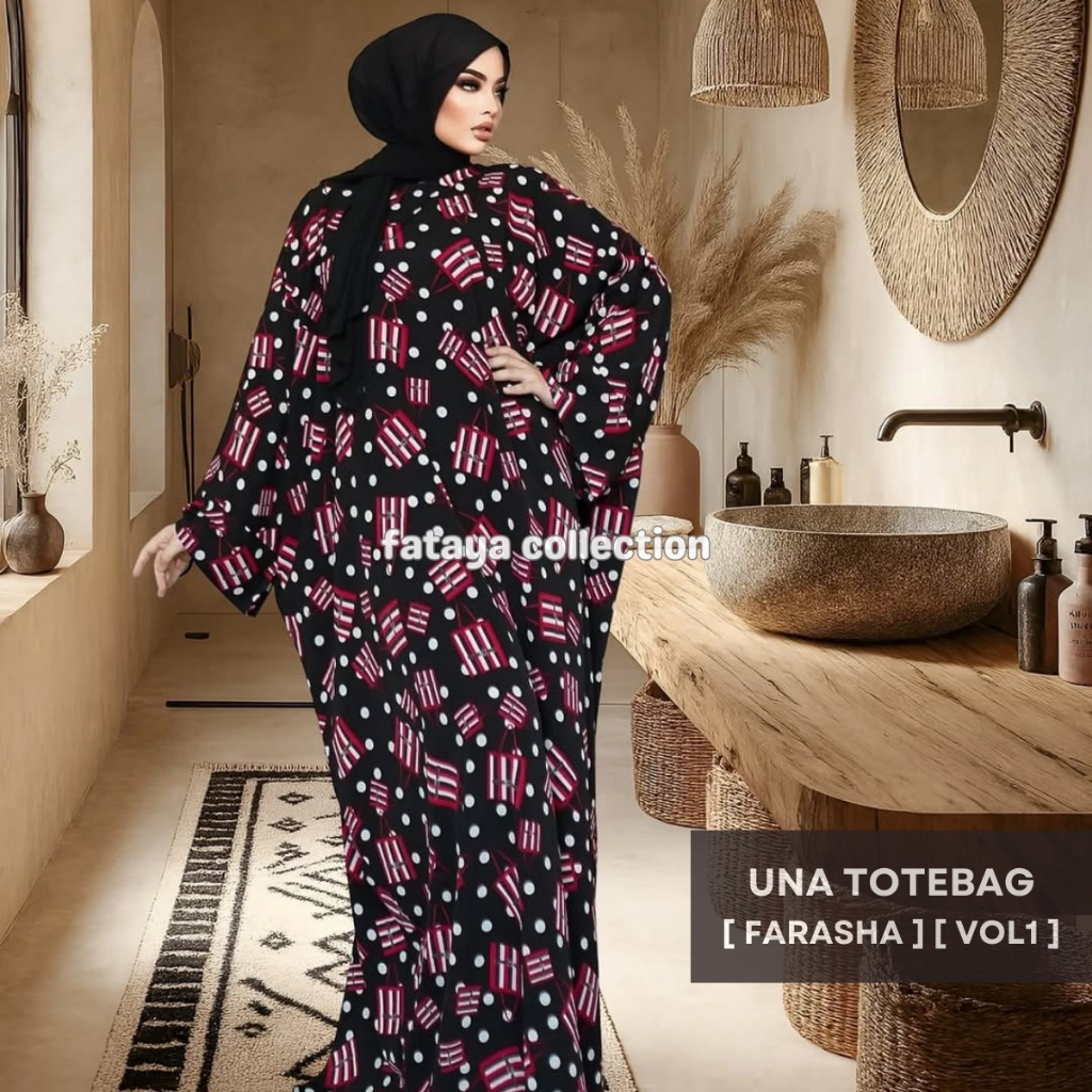 Fataya Collection UNA TOTEBAG Abaya Farasha - Kain Crepe