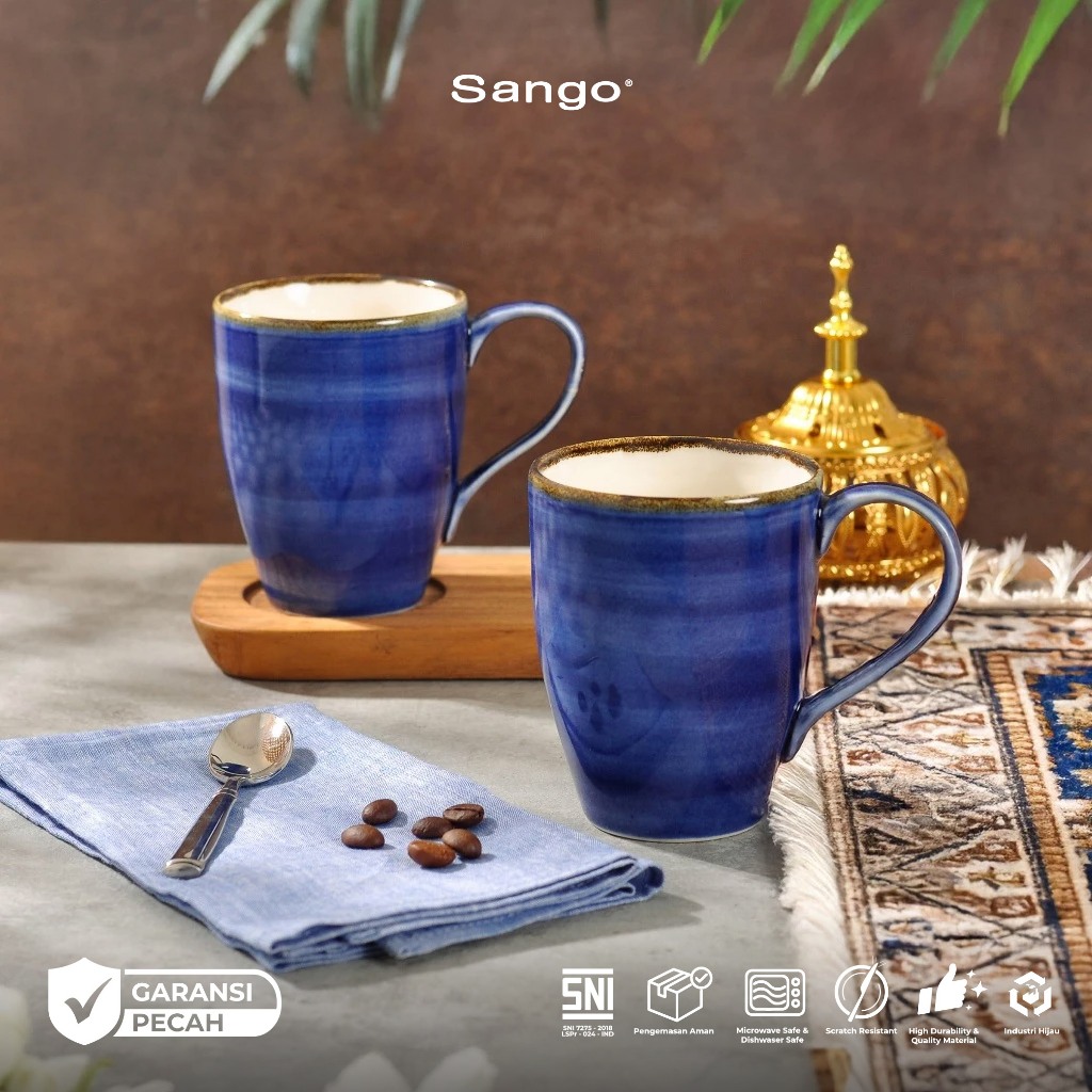 SANGO Set Mug Safi Majorelle Isi 2 | Gelas Cangkir Kopi Teh Susu Cafe Estetik Premium Estetik SNI