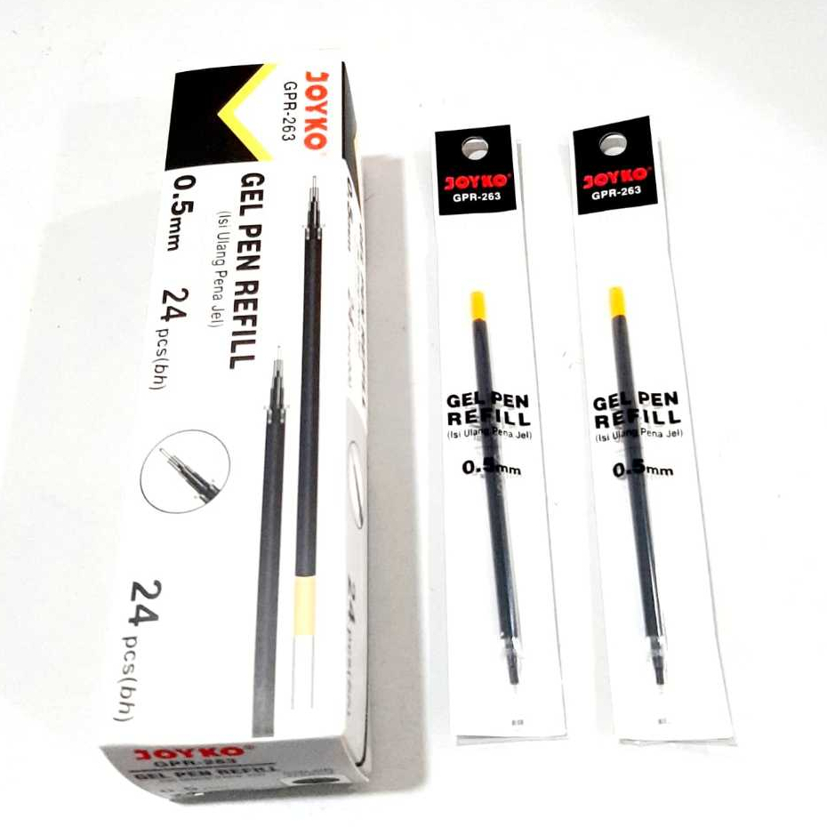 

Grosir 1kotak/24pcs Refill Pulpen Gel 0.5mm GPR-263 Hitam JOYKO ORIGINAL