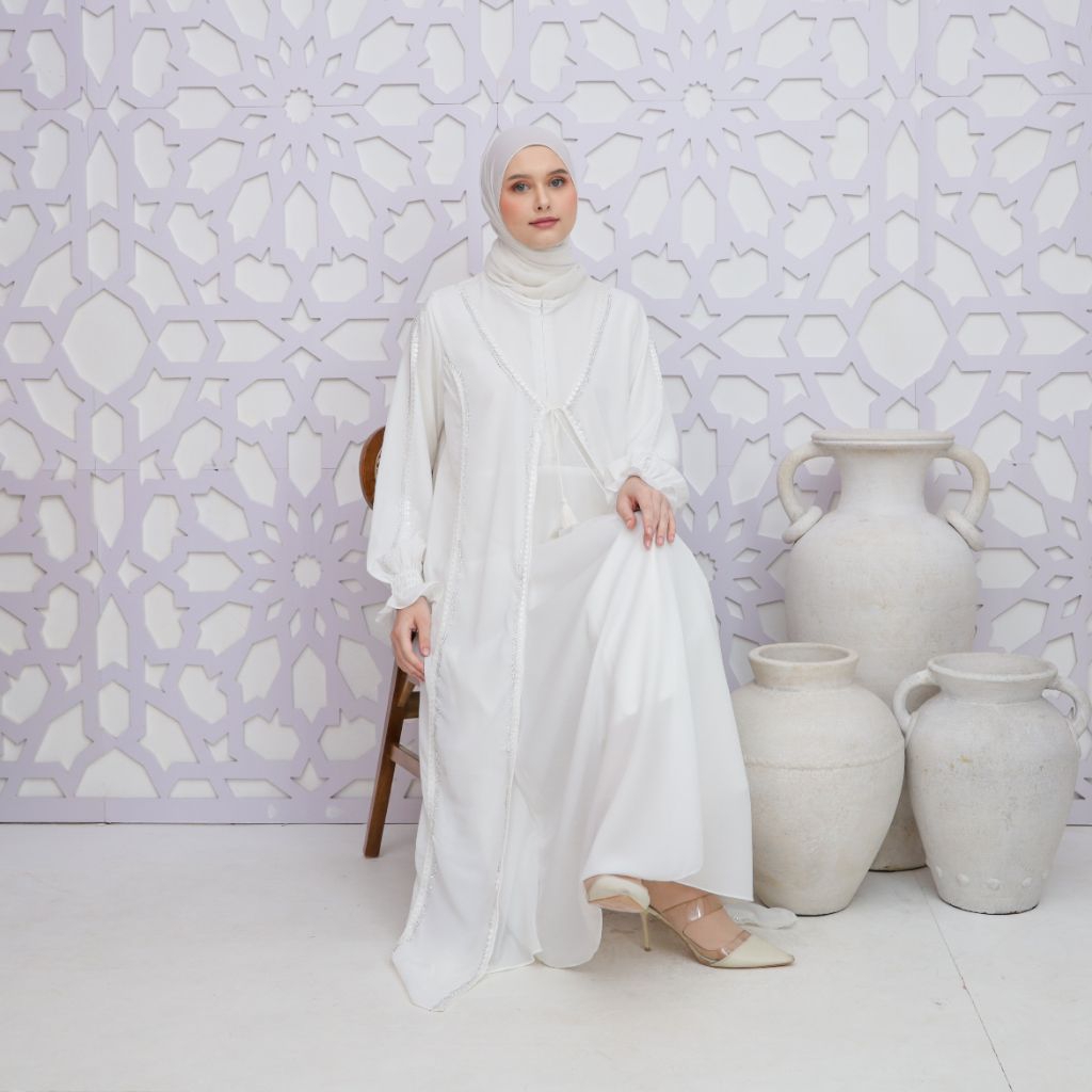 Elesa abaya putih abaya arab abaya turki gamis putih polos gamis haji umroh