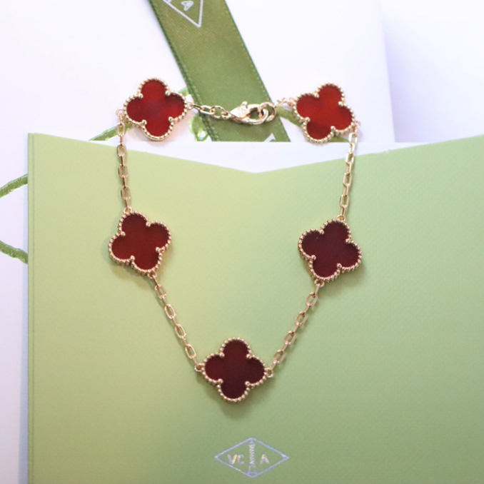 【18K emas asli/100% Original】VCA Van Cleef & Arpels Gelang emas 18K/gelang vancleef emas asli