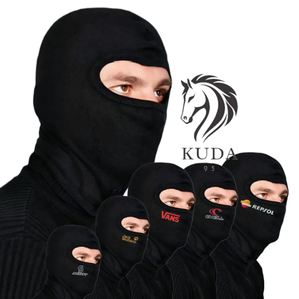 Masker Balaclava logo hitam polos | masker ninja Balaclava hitam