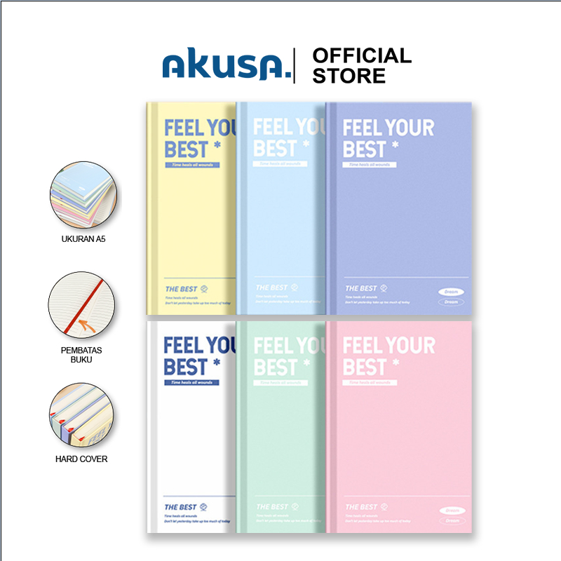 

AKUSA Hard Cover Book A5 100 Lembar Buku Catatan Jurnal Notebook Warna Pastel Minimalis HCB001