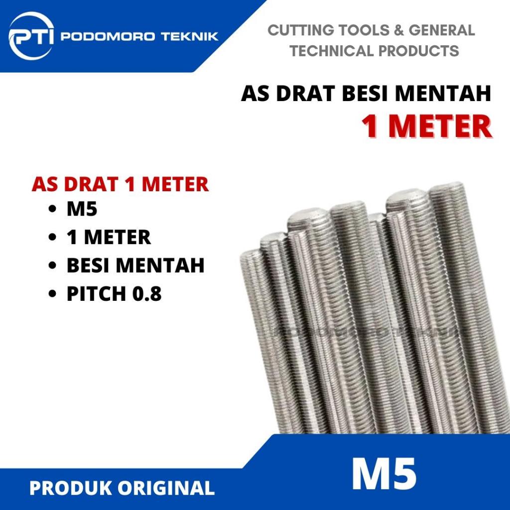 As Drat Besi Mentah M5 Pitch 0.8 Stud Bolts Long Drat 1 Meter