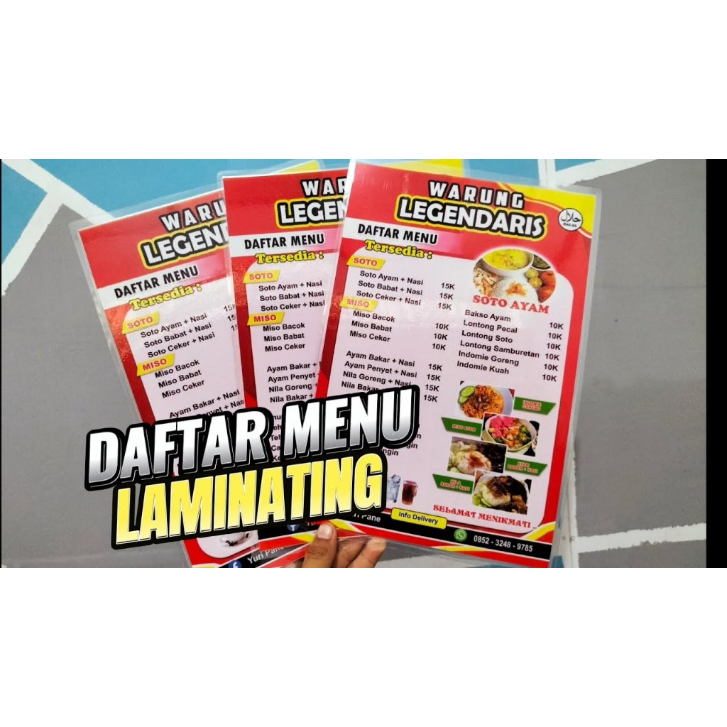

Cetak Daftar Menu Makanan Minuman Café Restoran Custom A4 laminasi atau Hard Cover