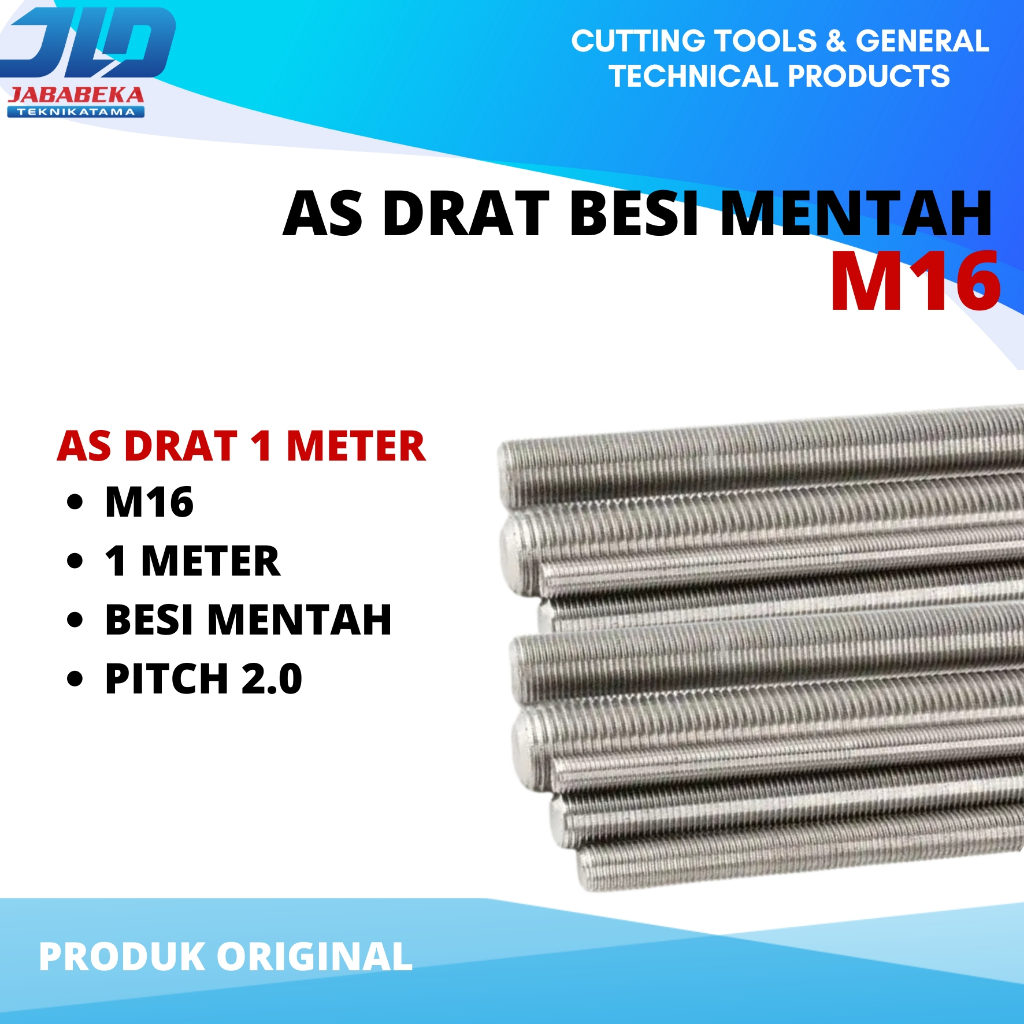 As Drat Besi Mentah M16 As Long Drat Besi Mentah Panjang 1 Meter