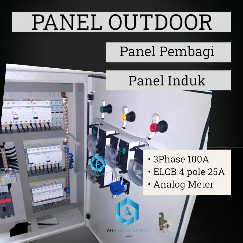 PANEL 3phase 100a + ELCB 4pole 25a ANALOG METER PANEL PEMBAGI PANEL INDUK 3phase 100a