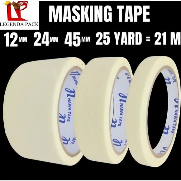 

Masking Tape Kertas 21M - 45MM 24MM 12MM 6MM Lakban Isolasi Kertas
