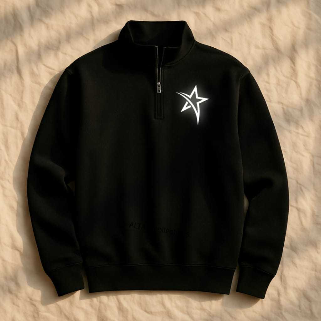 sweater halfzipp logo menyala reflektif sweater logo bintang nyala