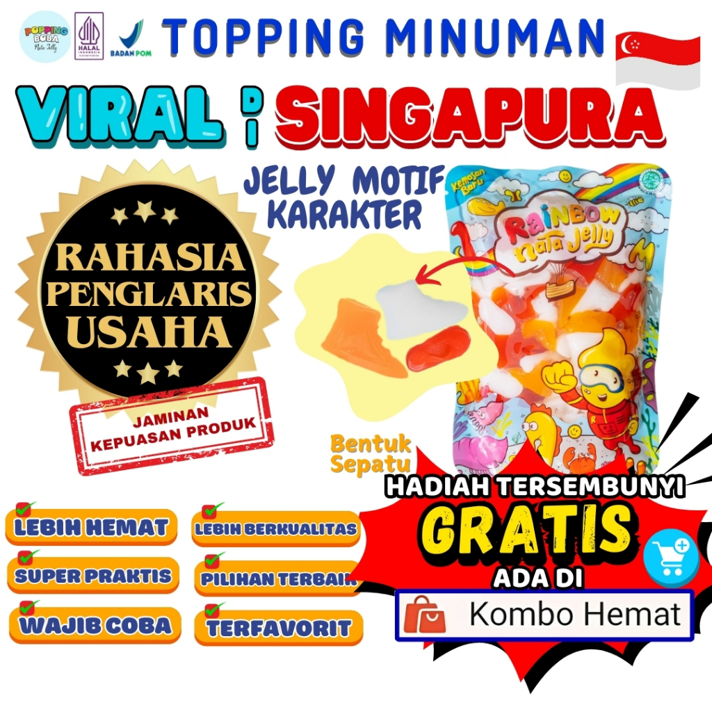 

Jelly Motif Karakter Topping Minuman - Jelly Bentuk Sepatu Cocok Untuk Semua Minuman | Popping Boba Meletus Pecah Dimulut Nata Jelly