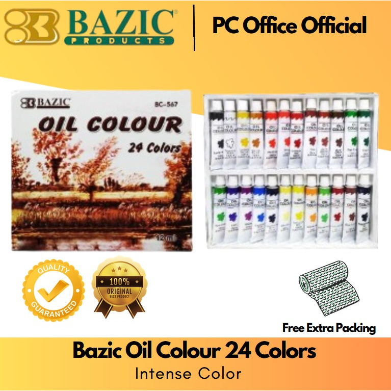 

Bazic Oil Colour 24 Colors - Cat Minyak Isi 24 Warna | PC Office Store