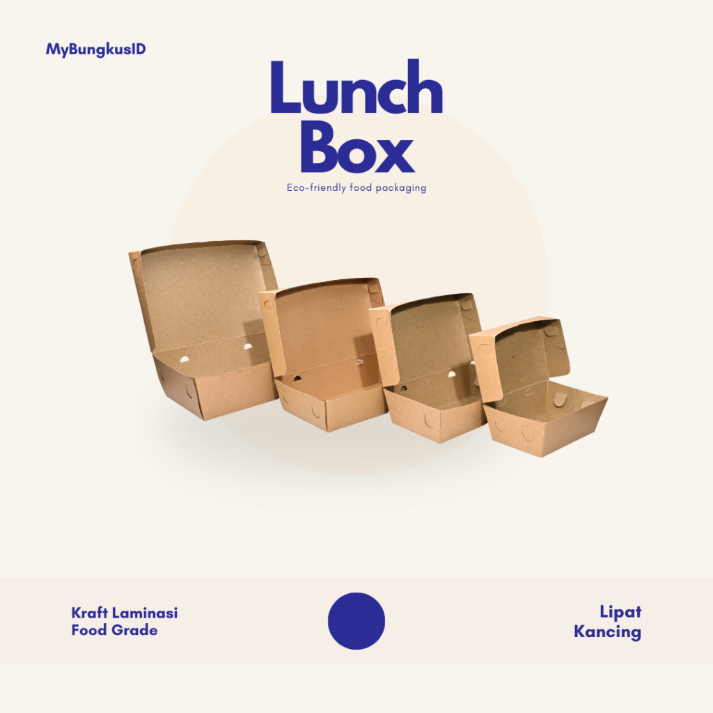 Paper Lunch Box Coklat Kotak Makan Lipat Kancing