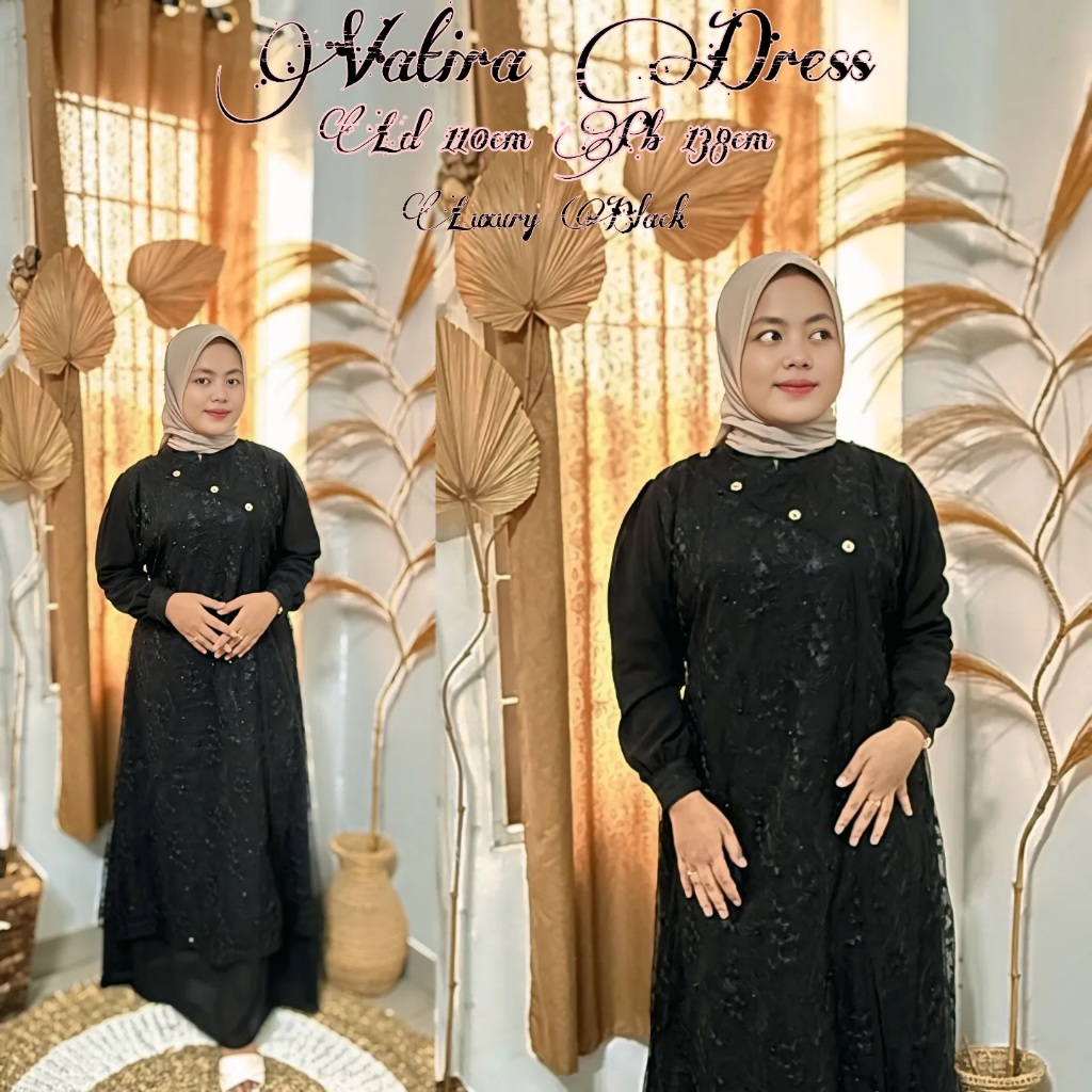 Dress Kondangan Simpel Elegan  / Vatira Dress / Gamis Mewah Pesta Elegan Mahogany Kebaya Modern / Ga