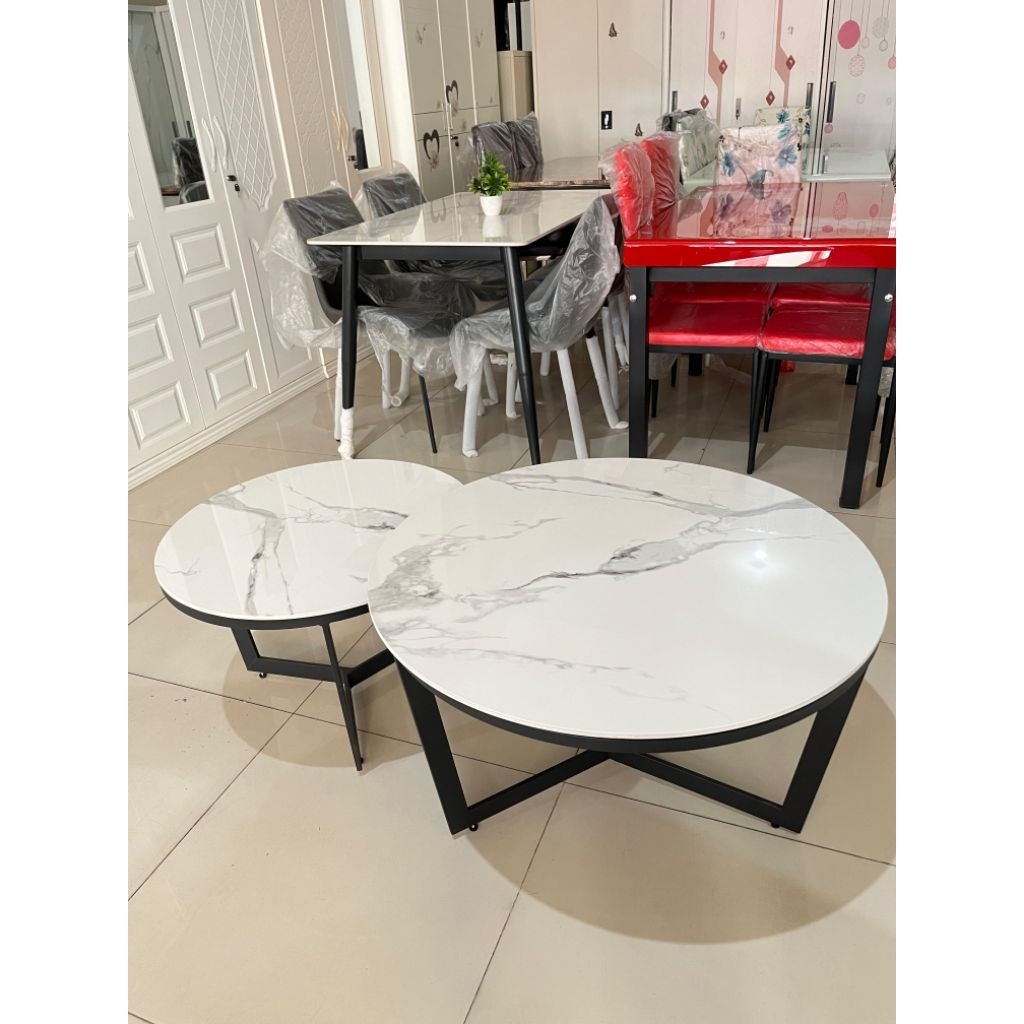 Meja tamu marmer bundar hitam