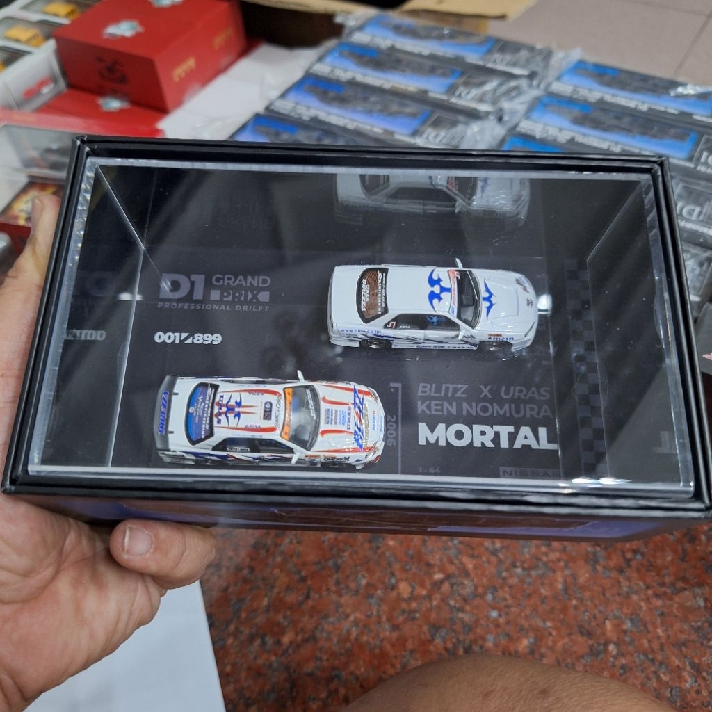 Mortal Diecast Skala 64 ER34 25GT Turbo D1GP Blitz Drify Twin Car Set 2003 & 2005