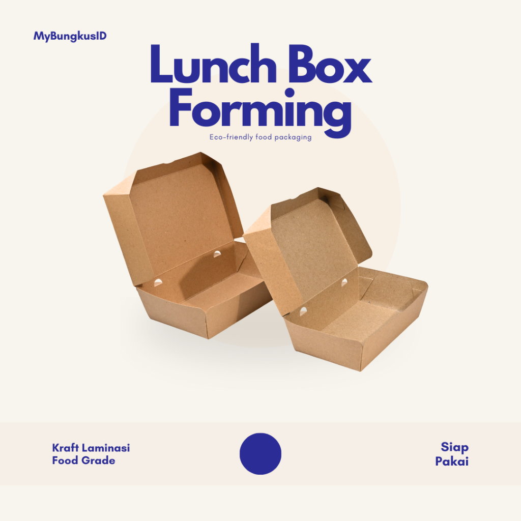 Paper Lunch Box Coklat Kotak M akan Forming Siap Pakai