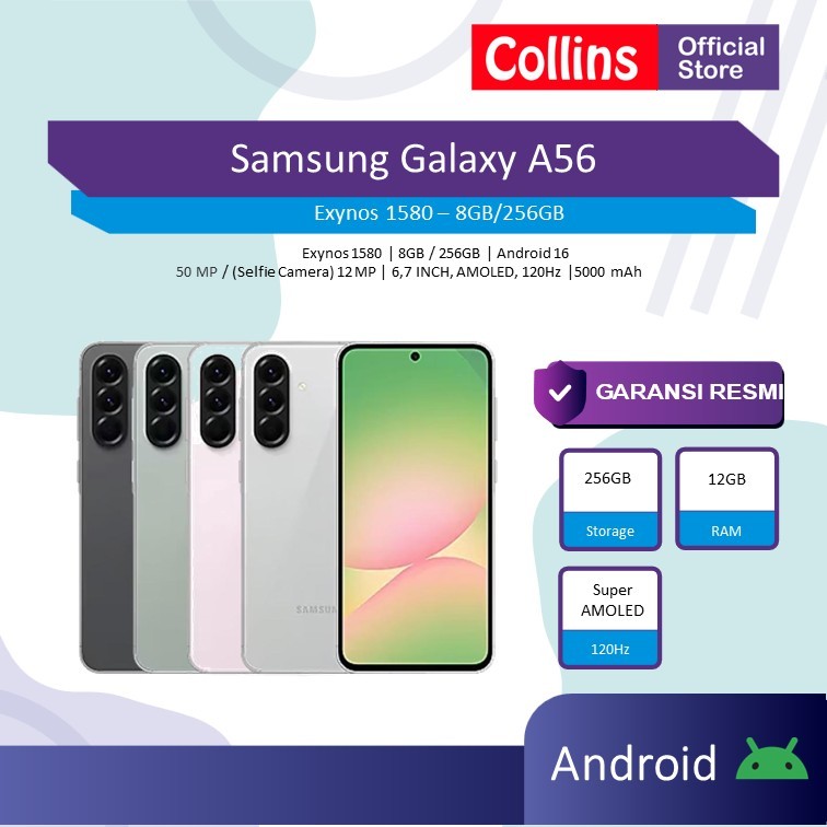 Samsung Galaxy A56 5G 8/256GB 12/256GB RAM 8GB 12GB ROM 256GB - Garansi Resmi SEIN 1 Tahunn