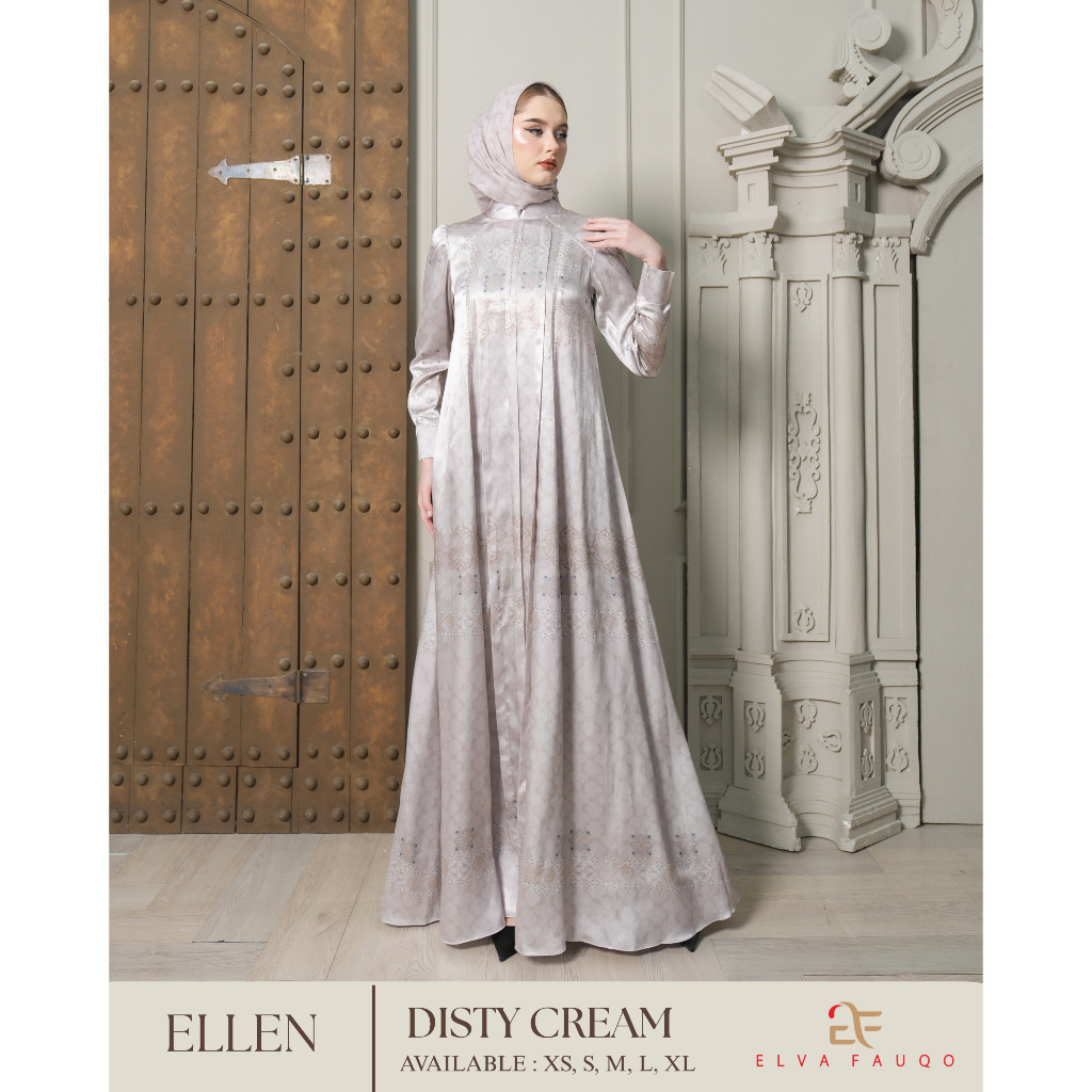 GAMIS LVA SET SCARF  ELLEN Disty Cream Product elvafauqo KEKINIAN MODERN TRENDY ELEGANY MODIS EXCLUS