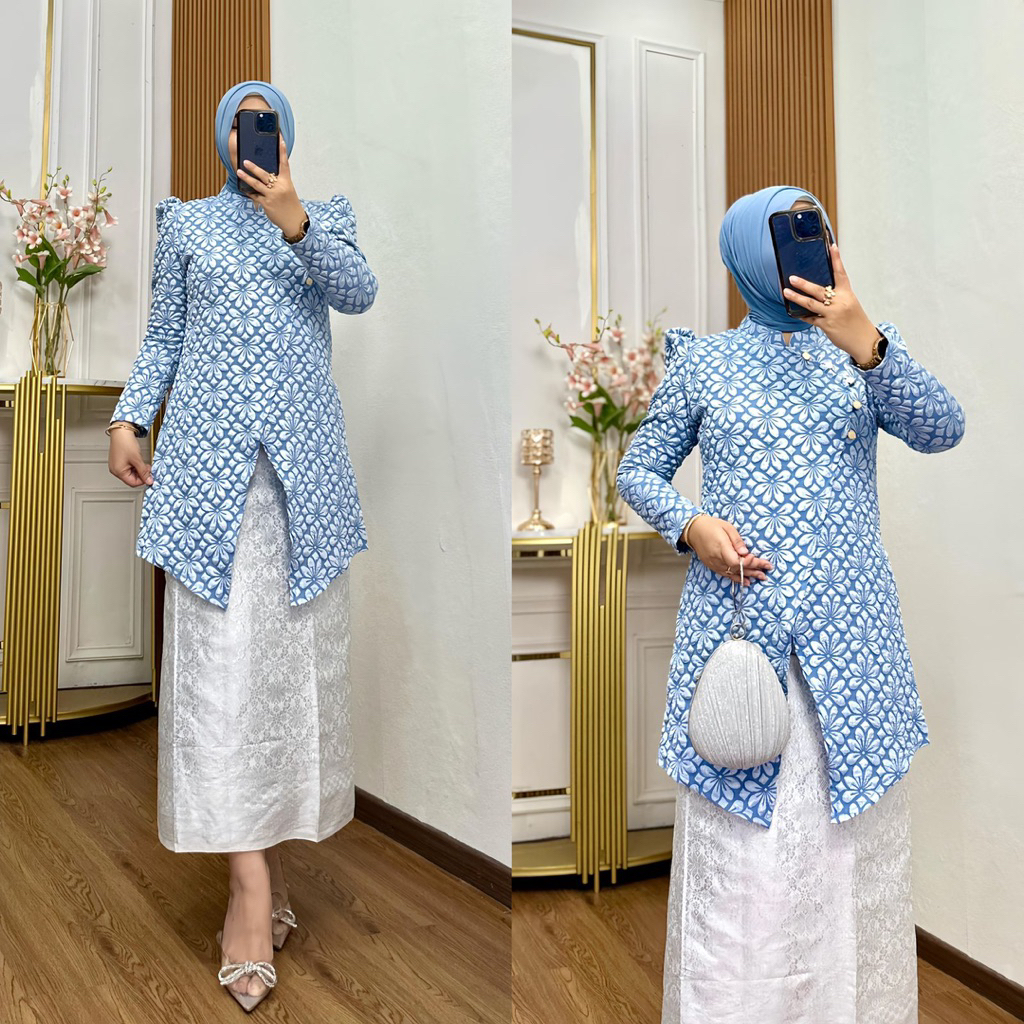 Atasan Tunik Kebaya Janggan LD 130cm| Kebaya Pesta| Kebaya Kondangan| Kebaya Wisuda| Kebaya Jumbo| K