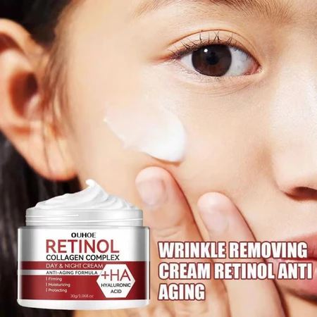 OUHOE Retinol Cream Siang Malam Retinol Cream Anti Aging Perbaikan Retinol Night Cream Penghilang Fl