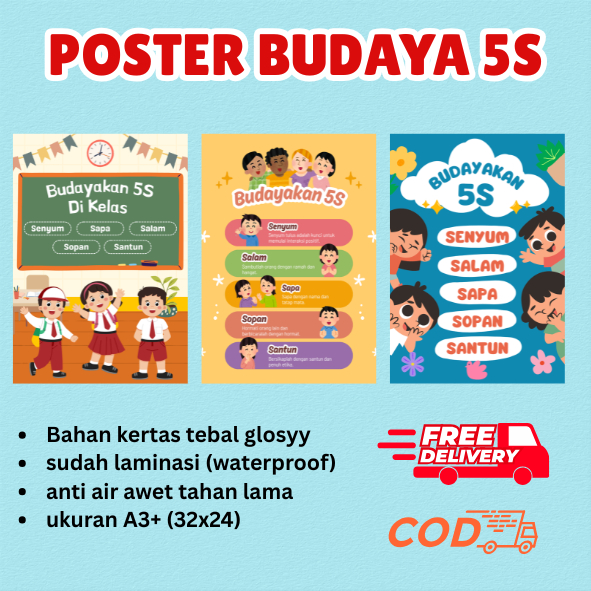 POSTER BUDAYA 5S POSTER 5 S POSTER SEKOLAH POSTER KELAS