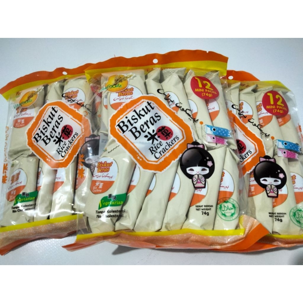 

VitaFoodz Rice Crackers – Biskuit Beras Renyah 12 Mini Packs (74g)