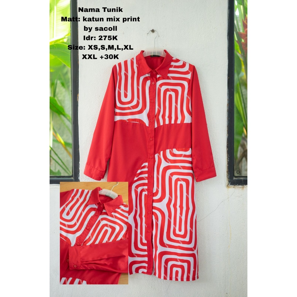 Sacoll Nama Tunik Katun Mix Print yang Elegan dan Mewah Saat Dikenakan