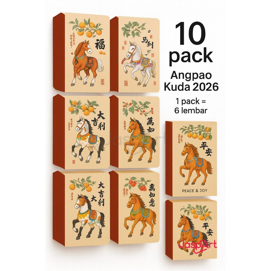 

60 Lembar 10 pack Paket Angpao Imlek Shio Kuda 2026 Amplop Imlek