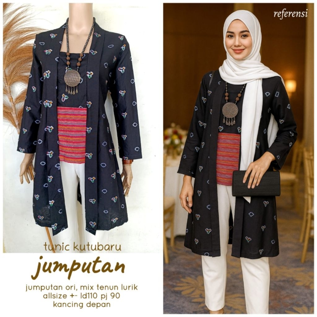 Tunik Kutubaru Batik Jumputan Ori Warna