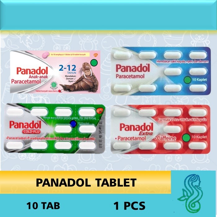Panadol Biru,Hijau,Merah Anak Cold/Flu/Extra/Batuk Strip Isi 10 Tablet
