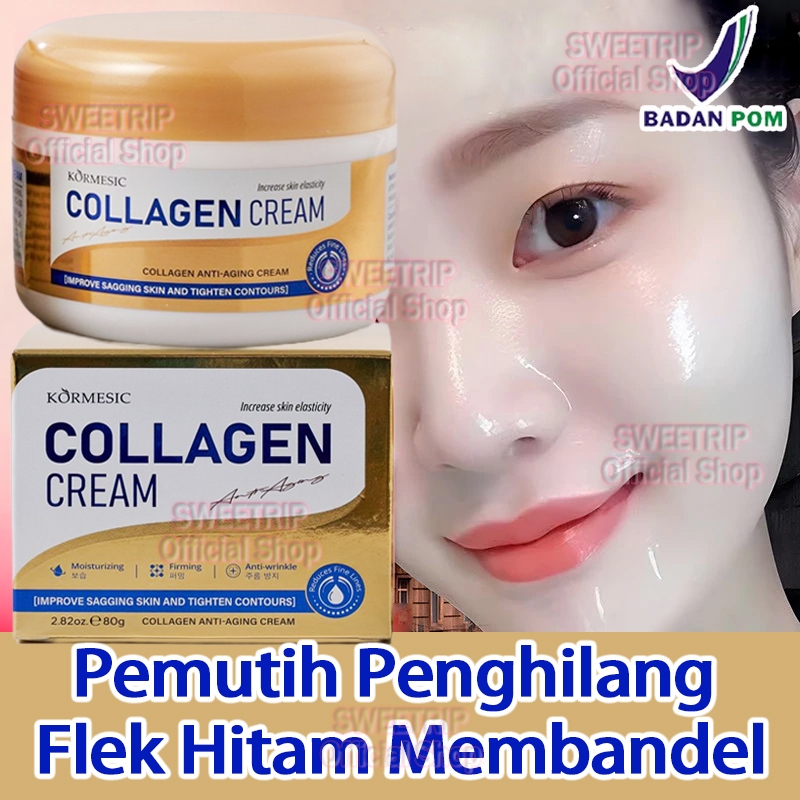 Collagen Cream BPOM 80g Penghilang Flek Hitam membandel Cream Siang Malam Moisturizer Krim pemutih w