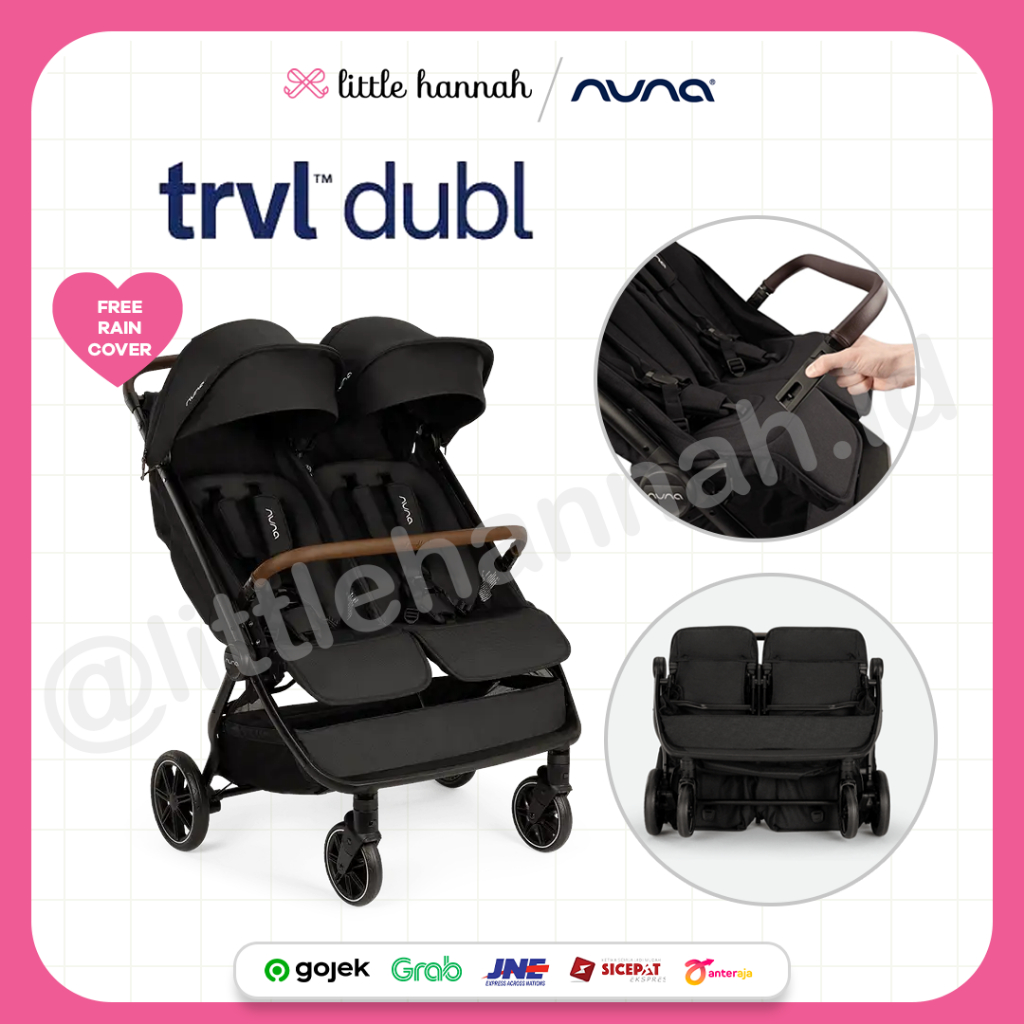 NUNA Trvl Dubl Double Stroller - Twin Stroller - Stroller Anak Kembar