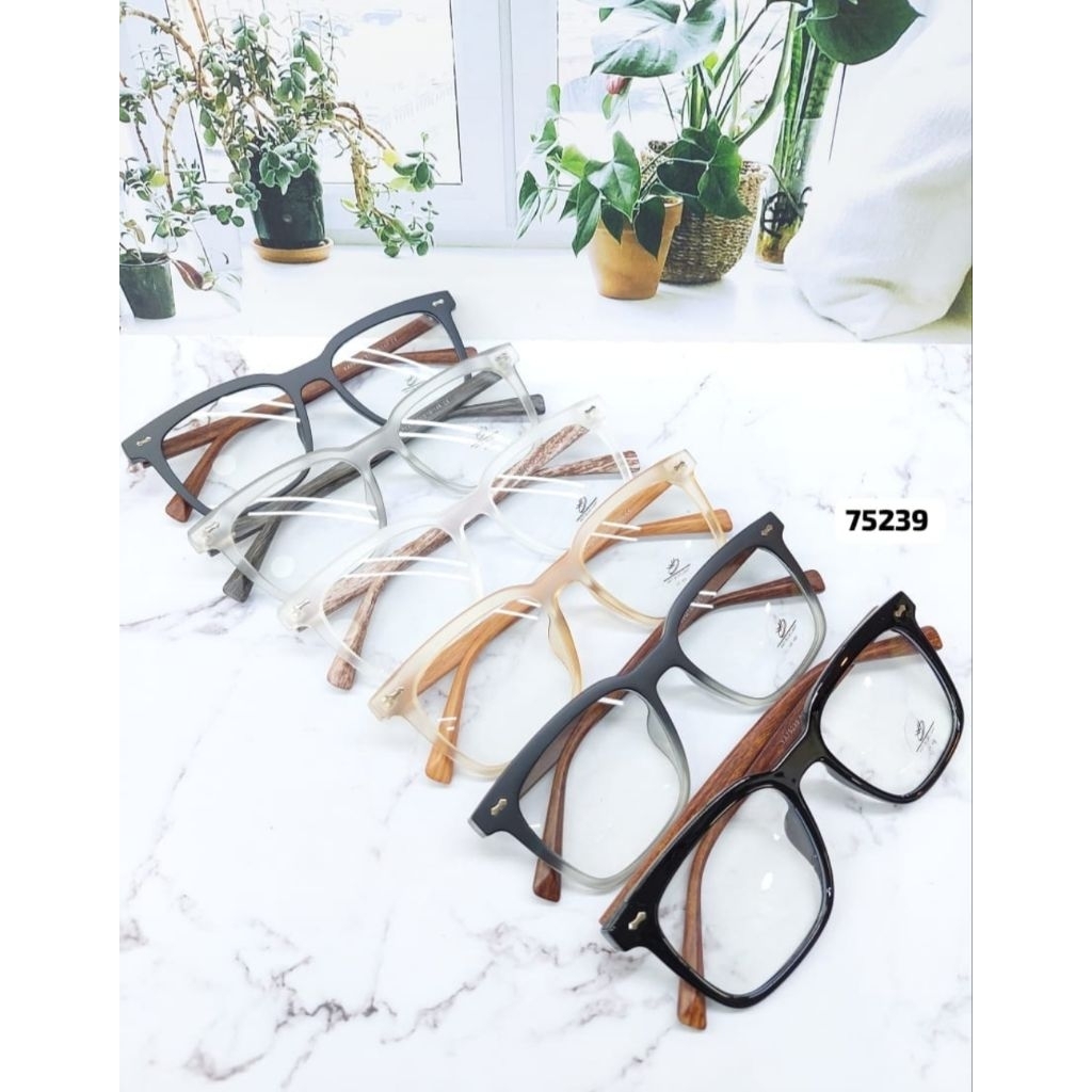 KACAMATA PHOTOCROMIC kotak lebar gagang kayu model baru PRIA/WANITA KODE 5238
