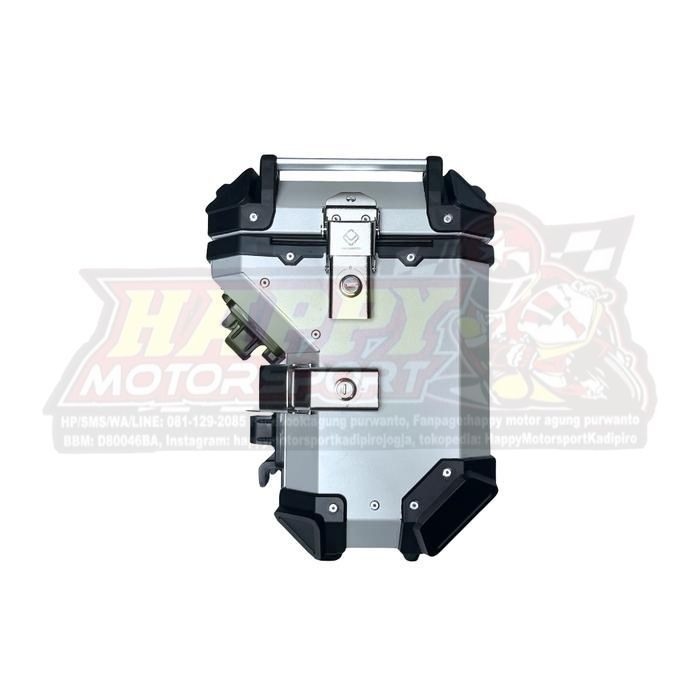 Omegamoto Side Box Dura X Cutoff Exhaust PNP 42L Silver untuk BMW GS CFMOTO KTM Versys Royal Enfield
