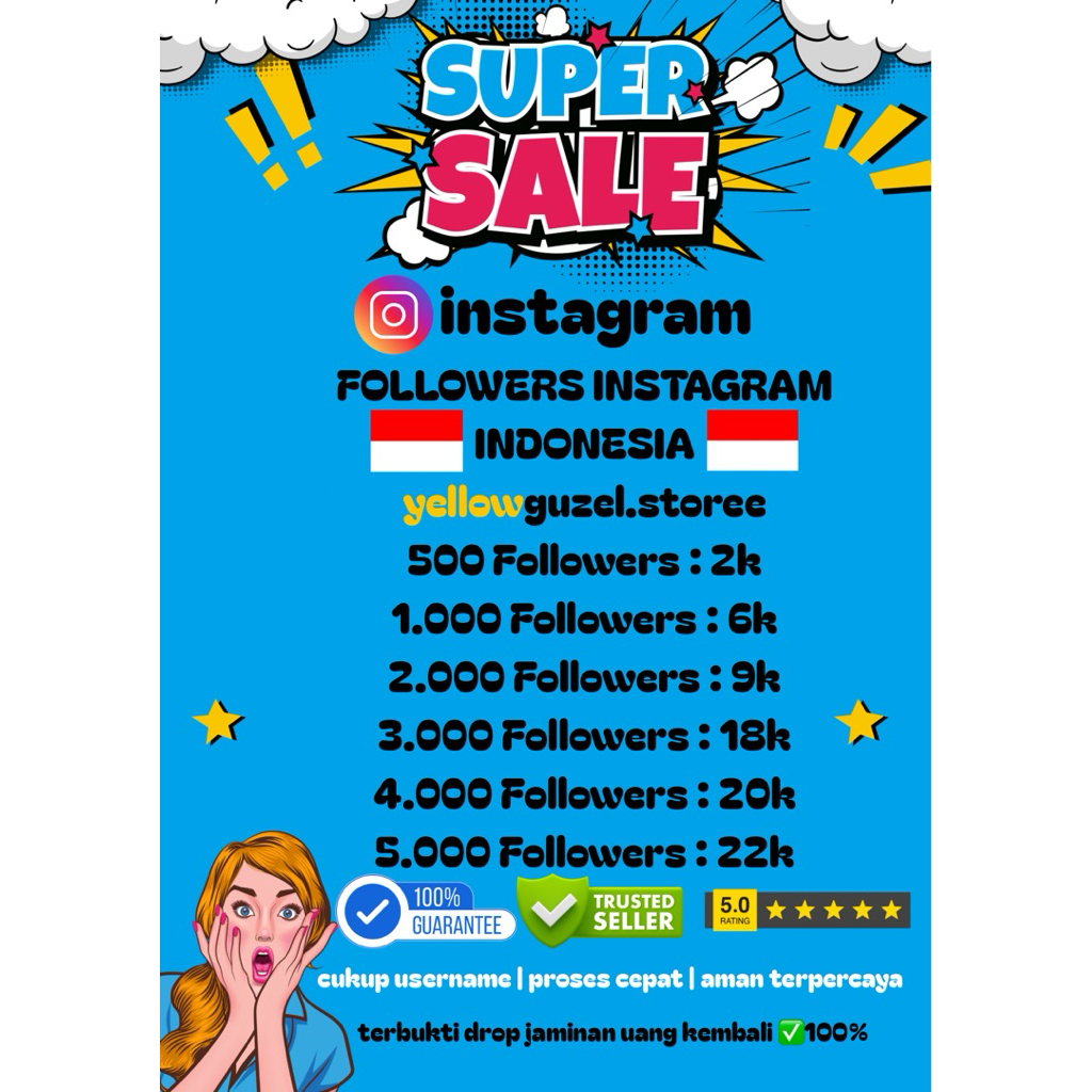 Followers instagram | followers indonesia |aktif permanen + BONUS|
