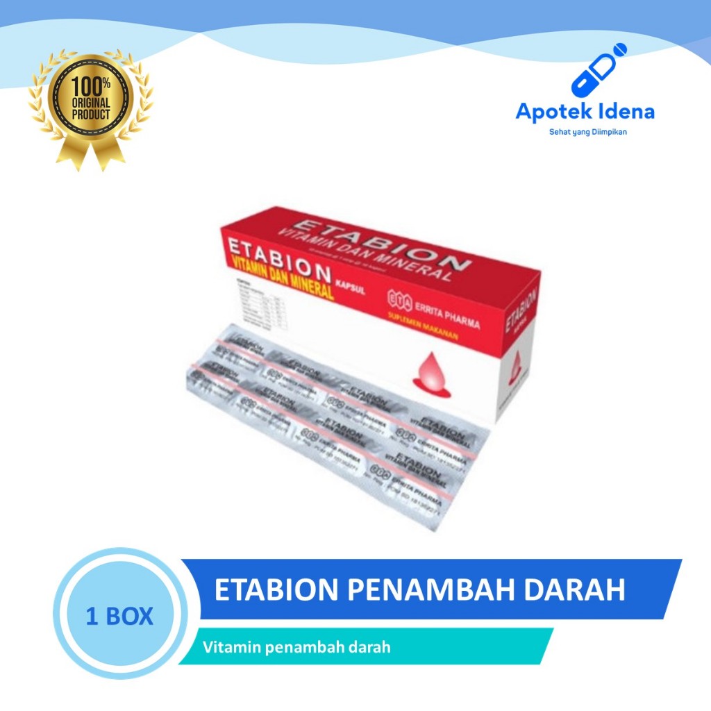 ETABION SUPLEMEN VITAMIN PENAMBAH DARAH FE ISI 100 TABLET Suplemen Ibu Hamil