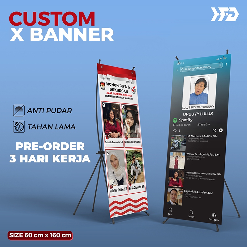 X BANNER CUSTOM / X-BANNER TIANG / FREE TIANG X-BANNER WISUDA / BANNER BERDIRI / X BANNER WEDDING / 