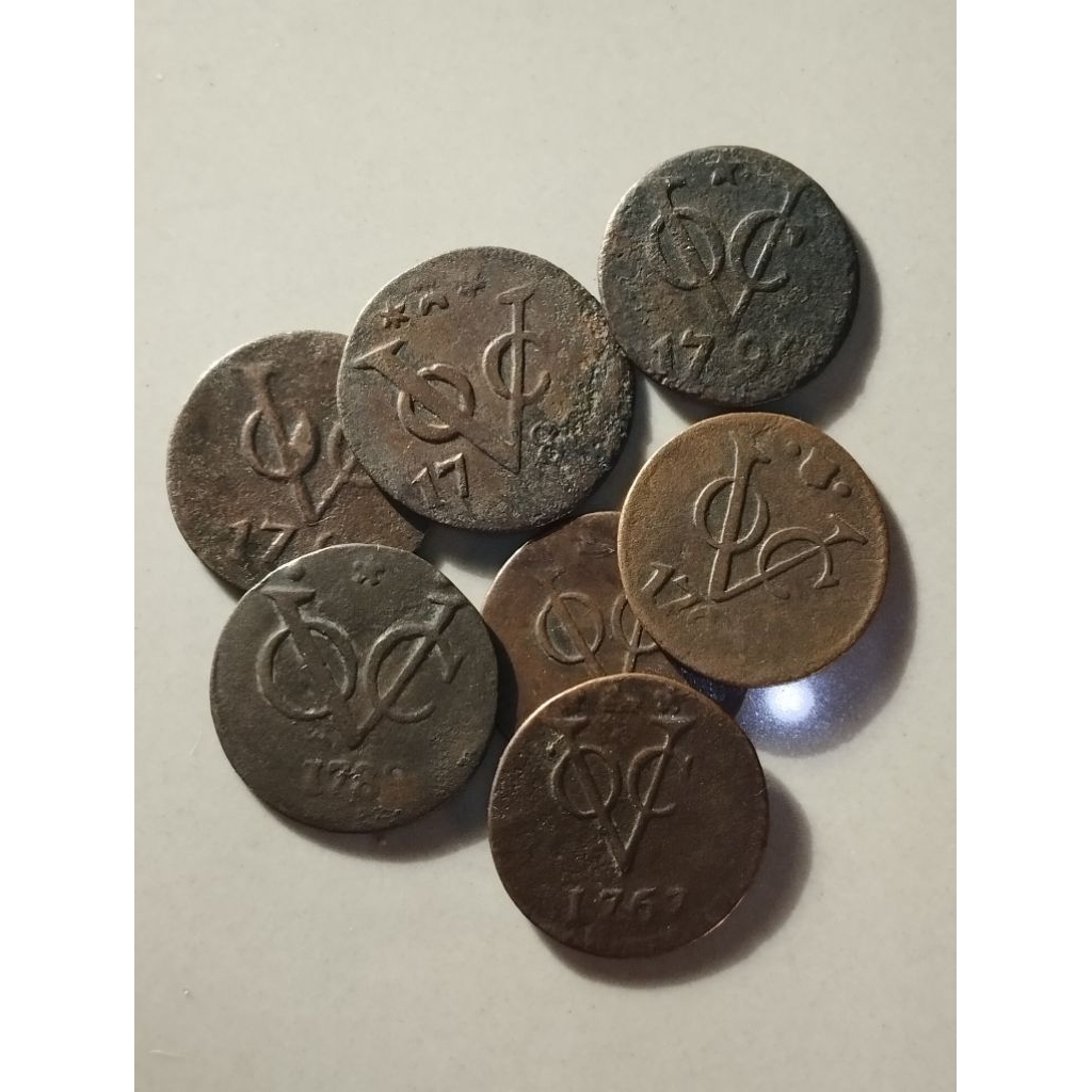 uang Koin VOC tahun campuran rata masih terlihat jelas ASLI