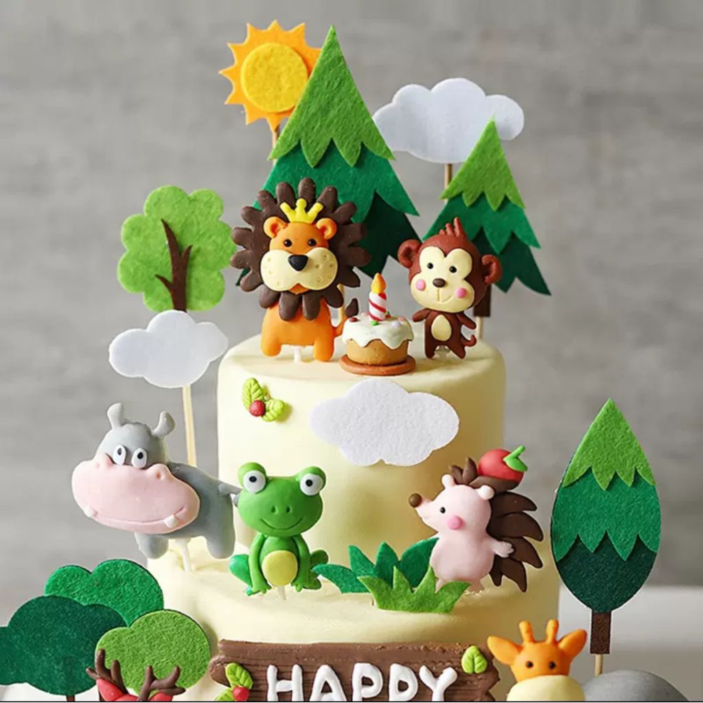 dekorasi cake anak ulang tahun binatang hutan jungle dino animal