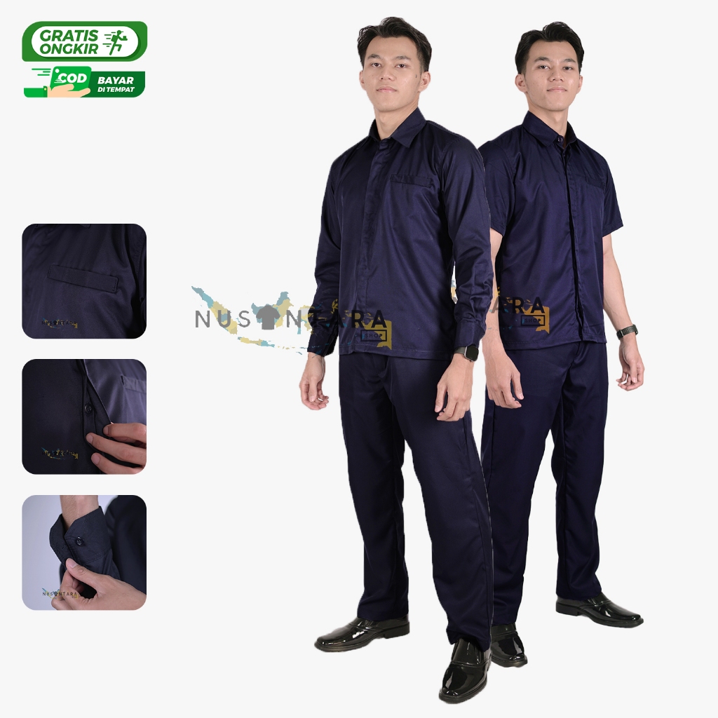 Seragam Safari Terbaru 2025 Setelan Safari Security Satpam Warna Navy