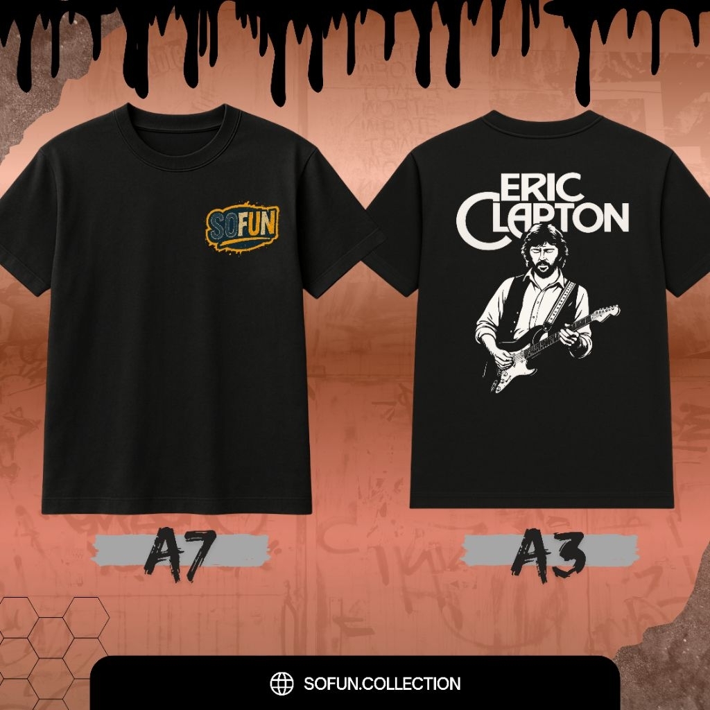 SOFUN Kaos Band Eric Clapton / Wonderful Tonight Eric Clapton Tshirt Band Pria Wanita