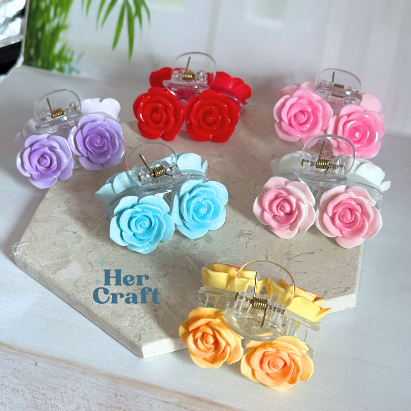 hercraft - jepit jedai bunga bali kamboja / mawar - jepit rambut satuan