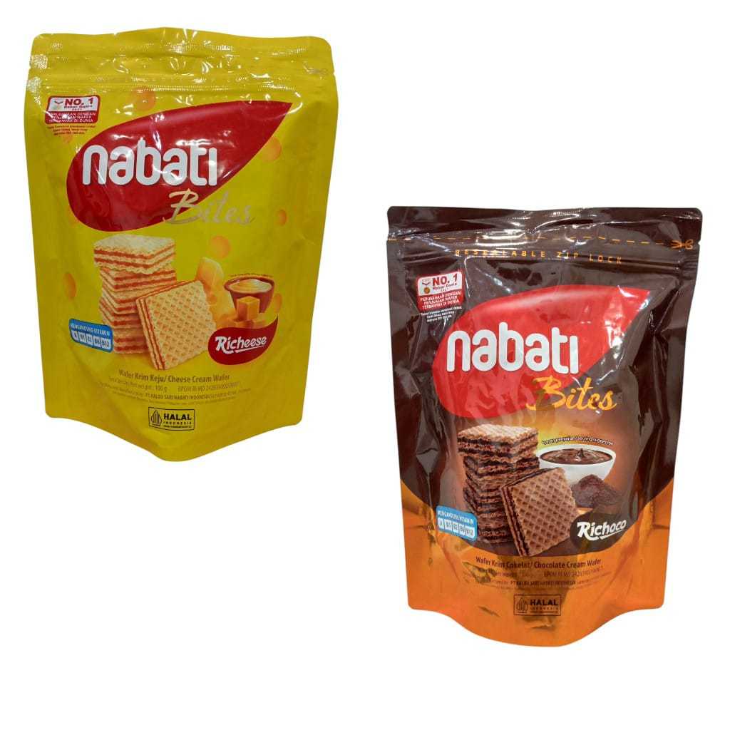 

Nabati Bites 100gr - Wafer Krim Cokelat dan Wafer Krim Keju / Cemilan / Snack / Makanan Ringan