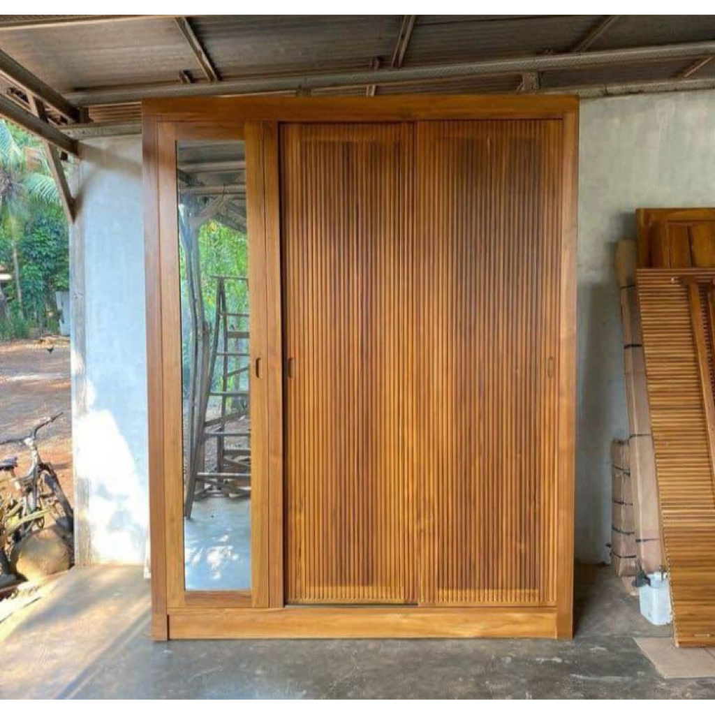 LEMARI BAJU KAYU JATI ASLI SOLID GAYA JAPANDI | LEMARI KAYU KAYU WARNA NATURAL KAYU GAYA SCANDINAVIA